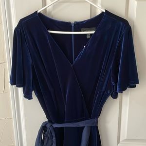 Lane Bryant Blue Velvet Wrap Style Dress